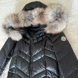 Moncler  black shiny down jacket long puffer coat Size 2 Zip Up Women